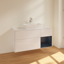 Тумба под раковину Villeroy & Boch Finion 120х50,1 см с подсветкой МДФ глянцевый белый лак/стекло белое матовое F831HGGF