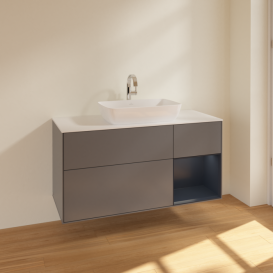 Тумба под раковину Villeroy & Boch Finion 120х50,1 см с подсветкой МДФ антрацит матовый лак/стекло белое матовое F831HGGK