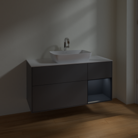 Тумба под раковину Villeroy & Boch Finion 120х50,1 см с подсветкой МДФ антрацит матовый лак/стекло белое матовое F831HGGK