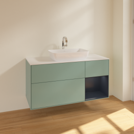 Тумба под раковину Villeroy & Boch Finion 120х50,1 см с подсветкой МДФ оливковый матовый лак/стекло белое F831HGGM