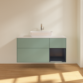 Тумба под раковину Villeroy & Boch Finion 120х50,1 см с подсветкой МДФ оливковый матовый лак/стекло белое F831HGGM