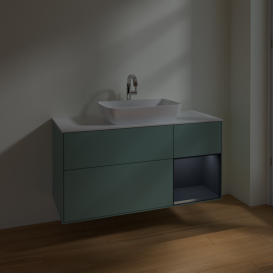 Тумба под раковину Villeroy & Boch Finion 120х50,1 см с подсветкой МДФ оливковый матовый лак/стекло белое F831HGGM