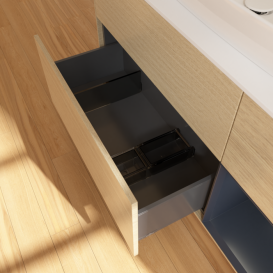 Тумба под раковину Villeroy & Boch Finion 120х50,1 см с подсветкой МДФ шпон дуба/стекло белое матовое F831HGPC