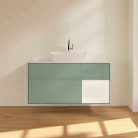 Тумба под раковину Villeroy & Boch Finion 120х50,1 см с подсветкой МДФ оливковый матовый лак/стекло белое матовое F831MTGM