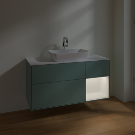 Тумба под раковину Villeroy & Boch Finion 120х50,1 см с подсветкой МДФ оливковый матовый лак/стекло белое матовое F831MTGM