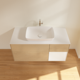 Тумба под раковину Villeroy & Boch Finion 120х50,1 см с подсветкой МДФ шпон дуба/стекло белое матовое F831MTPC