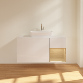 Тумба под раковину Villeroy & Boch Finion 120х50,1 см с подсветкой МДФ глянцевый белый лак/стекло белое матовое F831PCGF