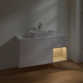 Тумба под раковину Villeroy & Boch Finion 120х50,1 см с подсветкой МДФ глянцевый белый лак/стекло белое матовое F831PCGF