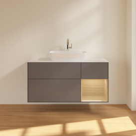 Тумба под раковину Villeroy & Boch Finion 120х50,1 см с подсветкой МДФ антрацит матовый лак/стекло белое матовое F831PCGK