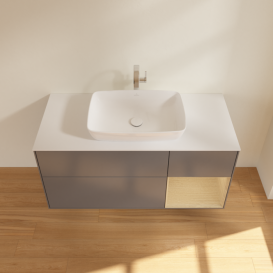 Тумба под раковину Villeroy & Boch Finion 120х50,1 см с подсветкой МДФ антрацит матовый лак/стекло белое матовое F831PCGK