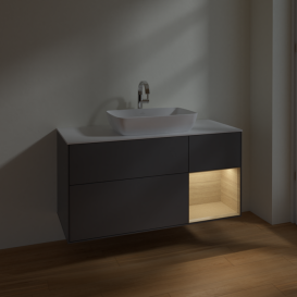 Тумба под раковину Villeroy & Boch Finion 120х50,1 см с подсветкой МДФ антрацит матовый лак/стекло белое матовое F831PCGK