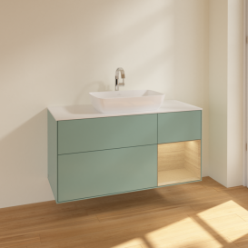 Тумба под раковину Villeroy & Boch Finion 120х50,1 см с подсветкой МДФ оливковый матовый лак/стекло белое матовое F831PCGM