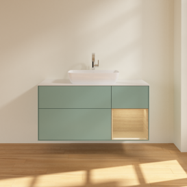 Тумба под раковину Villeroy & Boch Finion 120х50,1 см с подсветкой МДФ оливковый матовый лак/стекло белое матовое F831PCGM