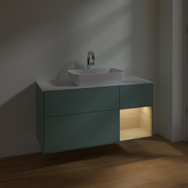 Тумба под раковину Villeroy & Boch Finion 120х50,1 см с подсветкой МДФ оливковый матовый лак/стекло белое матовое F831PCGM