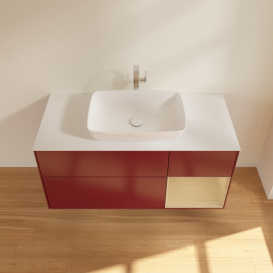 Тумба под раковину Villeroy & Boch Finion 120х50,1 см с подсветкой МДФ пион матовый лак/стекло белое матовое F831PCHB