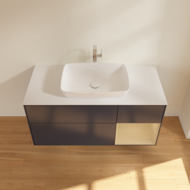 Тумба под раковину Villeroy & Boch Finion 120х50,1 см с подсветкой МДФ темно-синий матовый лак/стекло белое матовое F831PCHG