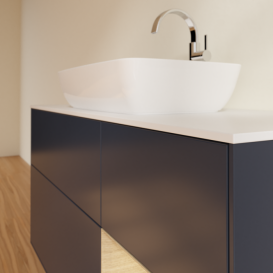 Тумба под раковину Villeroy & Boch Finion 120х50,1 см с подсветкой МДФ темно-синий матовый лак/стекло белое матовое F831PCHG