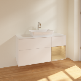 Тумба под раковину Villeroy & Boch Finion 120х50,1 см с подсветкой МДФ белый матовый лак/стекло белое матовое F831PCMT