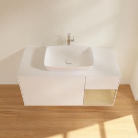 Тумба под раковину Villeroy & Boch Finion 120х50,1 см с подсветкой МДФ белый матовый лак/стекло белое матовое F831PCMT