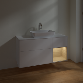 Тумба под раковину Villeroy & Boch Finion 120х50,1 см с подсветкой МДФ белый матовый лак/стекло белое матовое F831PCMT