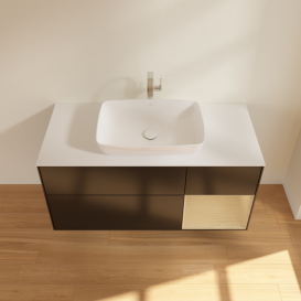 Тумба под раковину Villeroy & Boch Finion 120х50,1 см с подсветкой МДФ черный матовый лак/стекло белое матовое F831PCPD