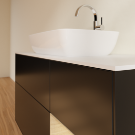 Тумба под раковину Villeroy & Boch Finion 120х50,1 см с подсветкой МДФ черный матовый лак/стекло белое матовое F831PCPD