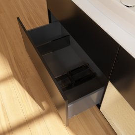 Тумба под раковину Villeroy & Boch Finion 120х50,1 см с подсветкой МДФ черный матовый лак/стекло белое матовое F831PCPD