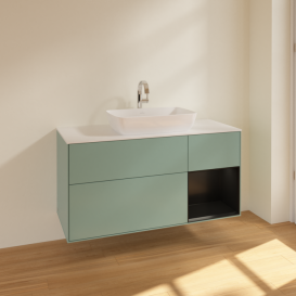 Тумба под раковину Villeroy & Boch Finion 120х50,1 см с подсветкой МДФ оливковый матовый лак/стекло белое матовое F831PDGM