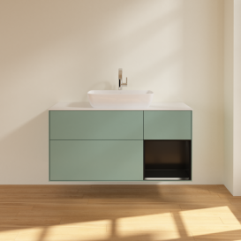 Тумба под раковину Villeroy & Boch Finion 120х50,1 см с подсветкой МДФ оливковый матовый лак/стекло белое матовое F831PDGM