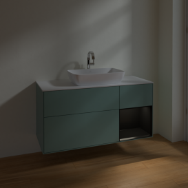 Тумба под раковину Villeroy & Boch Finion 120х50,1 см с подсветкой МДФ оливковый матовый лак/стекло белое матовое F831PDGM