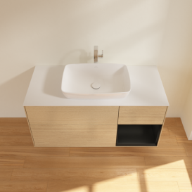 Тумба под раковину Villeroy & Boch Finion 120х50,1 см с подсветкой МДФ шпон дуба/стекло белое матовое F831PDPC