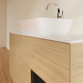 Тумба под раковину Villeroy & Boch Finion 120х50,1 см с подсветкой МДФ шпон дуба/стекло белое матовое F831PDPC