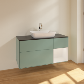 Тумба под раковину Villeroy & Boch Finion 120х50,1 см с подсветкой МДФ оливковый матовый лак/стекло черное матовое F832GFGM