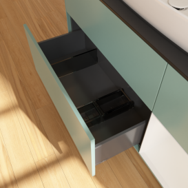 Тумба под раковину Villeroy & Boch Finion 120х50,1 см с подсветкой МДФ оливковый матовый лак/стекло черное матовое F832GFGM