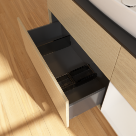 Тумба под раковину Villeroy & Boch Finion 120х50,1 см с подсветкой МДФ шпон дуба/стекло черное матовое F832GFPC