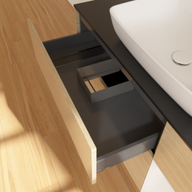 Тумба под раковину Villeroy & Boch Finion 120х50,1 см с подсветкой МДФ шпон дуба/стекло черное матовое F832GFPC