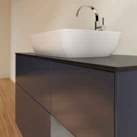 Тумба под раковину Villeroy & Boch Finion 120х50,1 см с подсветкой МДФ темно-синий матовый лак/стекло черное матовое F832GKHG