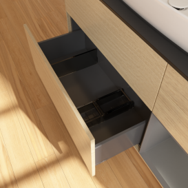 Тумба под раковину Villeroy & Boch Finion 120х50,1 см с подсветкой МДФ шпон дуба/стекло черное матовое F832GKPC