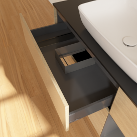 Тумба под раковину Villeroy & Boch Finion 120х50,1 см с подсветкой МДФ шпон дуба/стекло черное матовое F832GKPC