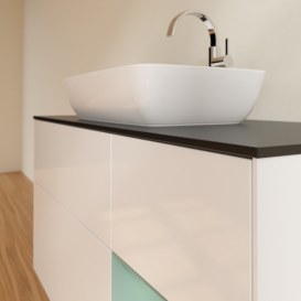 Тумба под раковину Villeroy & Boch Finion 120х50,1 см с подсветкой МДФ глянцевый белый лак/стекло черное матовое F832GMGF