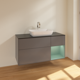 Тумба под раковину Villeroy & Boch Finion 120х50,1 см с подсветкой МДФ антрацит матовый лак/стекло черное матовое F832GMGK