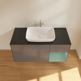 Тумба под раковину Villeroy & Boch Finion 120х50,1 см с подсветкой МДФ антрацит матовый лак/стекло черное матовое F832GMGK