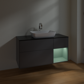 Тумба под раковину Villeroy & Boch Finion 120х50,1 см с подсветкой МДФ антрацит матовый лак/стекло черное матовое F832GMGK