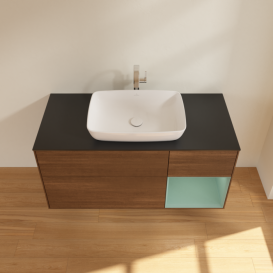 Тумба под раковину Villeroy & Boch Finion 120х50,1 см с подсветкой МДФ шпон грецкого ореха/стекло черное матовое F832GMGN