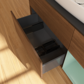 Тумба под раковину Villeroy & Boch Finion 120х50,1 см с подсветкой МДФ шпон грецкого ореха/стекло черное матовое F832GMGN