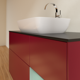 Тумба под раковину Villeroy & Boch Finion 120х50,1 см с подсветкой МДФ пион матовый лак/стекло черное матовое F832GMHB