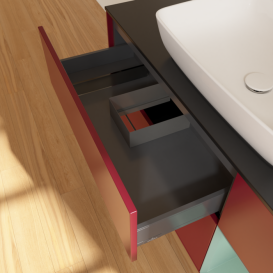 Тумба под раковину Villeroy & Boch Finion 120х50,1 см с подсветкой МДФ пион матовый лак/стекло черное матовое F832GMHB