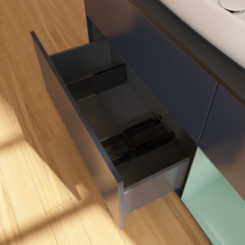 Тумба под раковину Villeroy & Boch Finion 120х50,1 см с подсветкой МДФ темно-синий матовый лак/стекло черное матовое F832GMHG