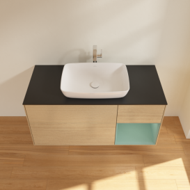 Тумба под раковину Villeroy & Boch Finion 120х50,1 см с подсветкой МДФ шпон дуба/стекло черное матовое F832GMPC