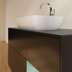 Тумба под раковину Villeroy & Boch Finion 120х50,1 см с подсветкой МДФ черный матовый лак/стекло черное матовое F832GMPD